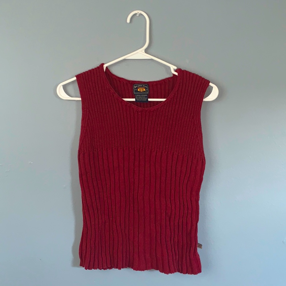 Red Knitted Cropped Tank